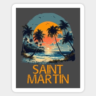 Saint Martin Sunset (with Orange Lettering) Sticker